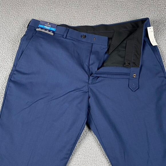 Stafford CoolMax Classic Trouser Dress Pants Men's 40x30 Blue Flat Front New - Picture 1 of 16